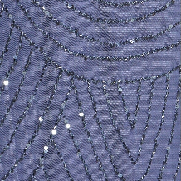EUC! Adrianna Papell Art Deco Beaded Blouson Gown in Dark Heather [SZ: 2 ]‎ - Picture 13 of 14